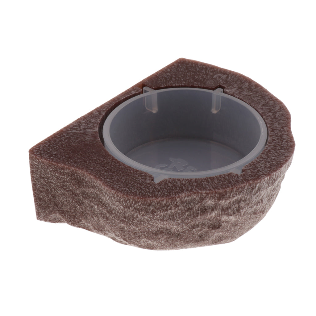 Reptile Feeder Food Holder Cup Gecko Natural Ledge - Brown