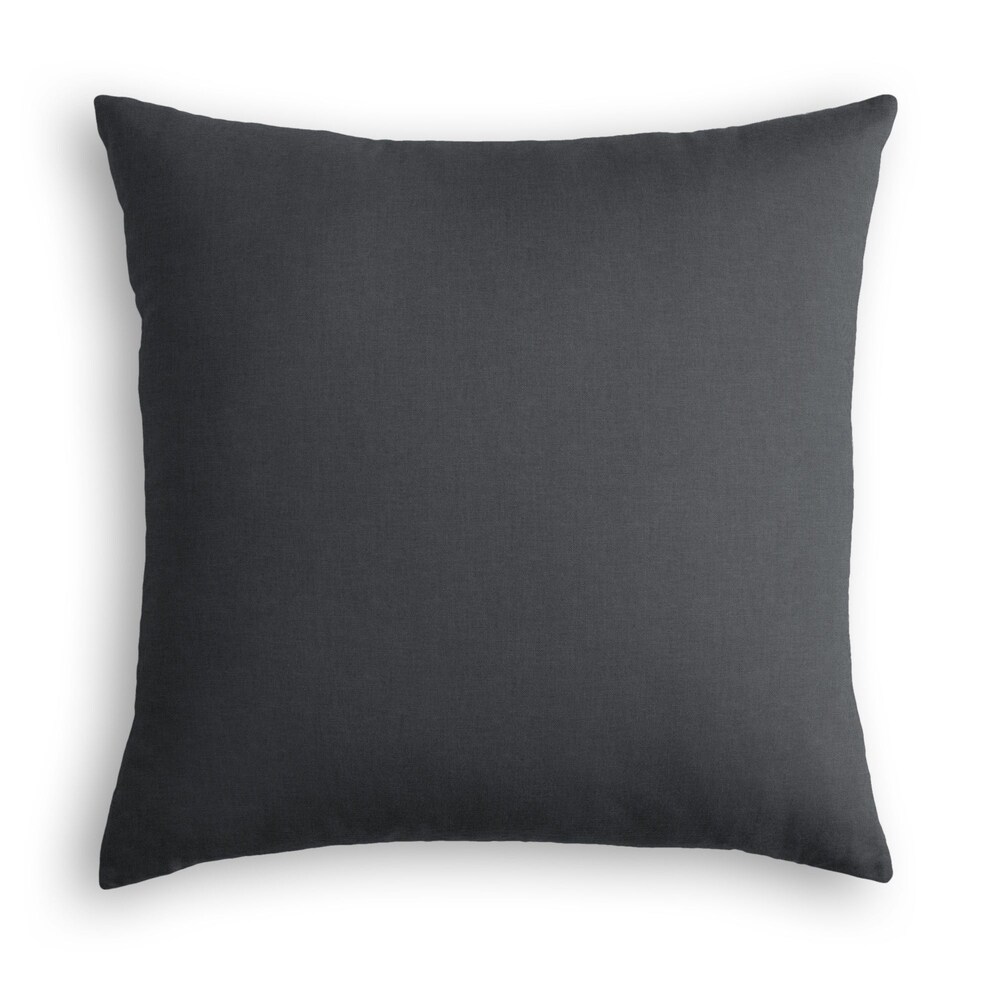 Dark Gray Blue Linen Throw Pillow