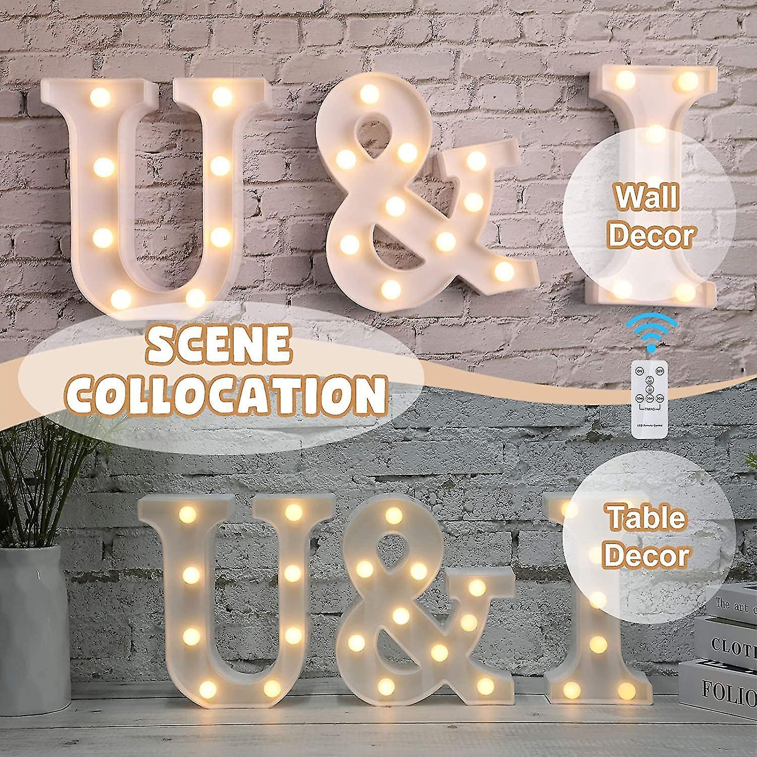 Led Letters Numbers Marquee Lights 26 Alphabet 0-9 Numbers Decorative Lamps With Wireless Remote Control For Christmas New Year Valentine Wedding