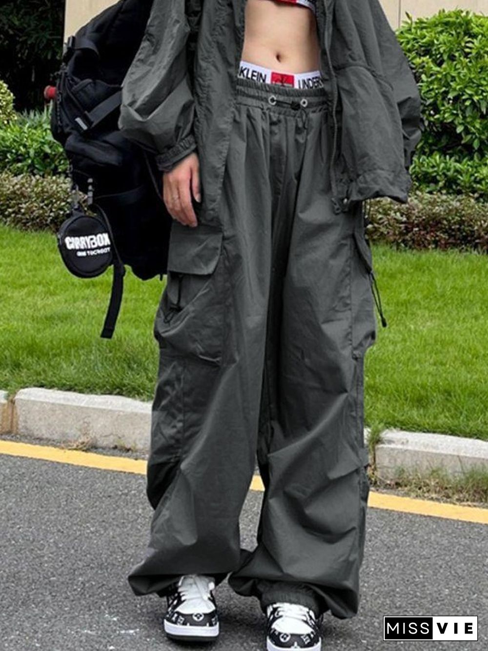 Punk Ruched Baggy Cargo Pants