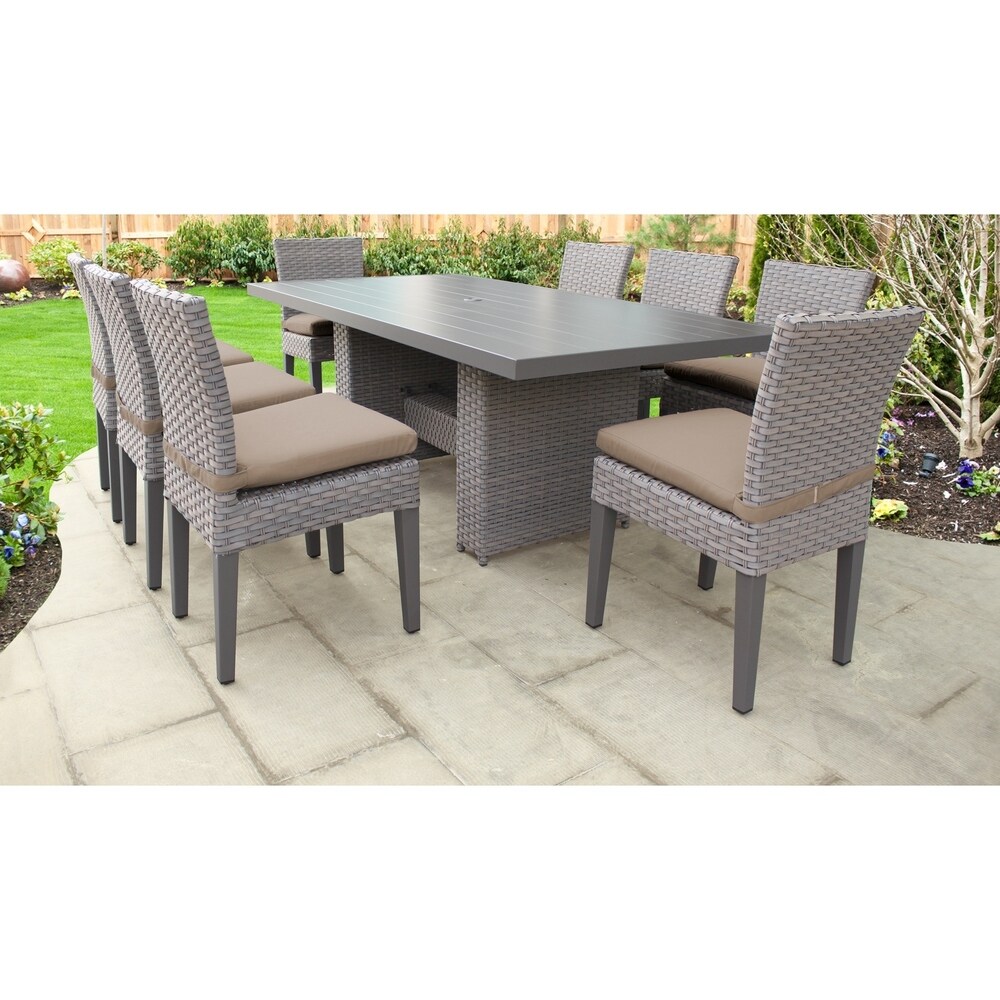 Monterey Rectangular Outdoor Patio Dining Table with 8 Armless Chairs