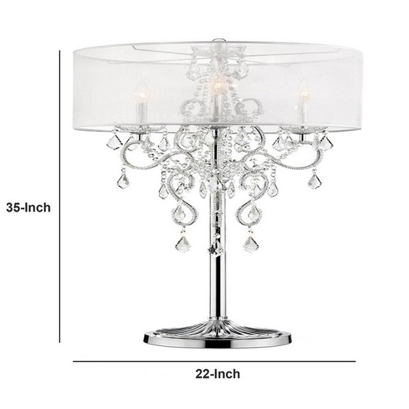 Benjara BM240302 Table Lamp with Metal Base and Ha...