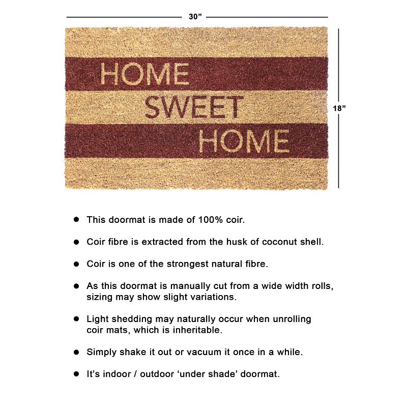 RugSmith Home Sweet Home Stripe Doormat - 18'' x 30''