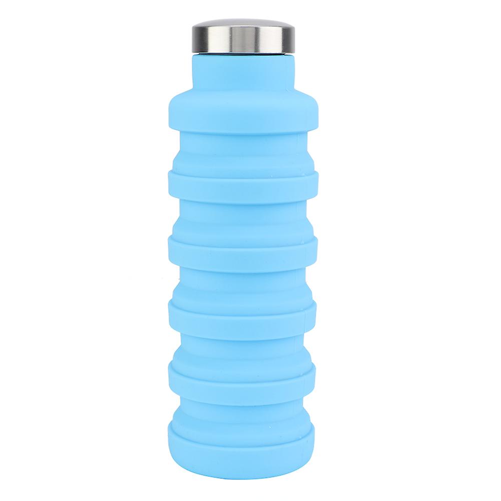 500ML Portable Folding Foldable Outdoor Travel Cup Water Bottle Mug Office Home (Blue)