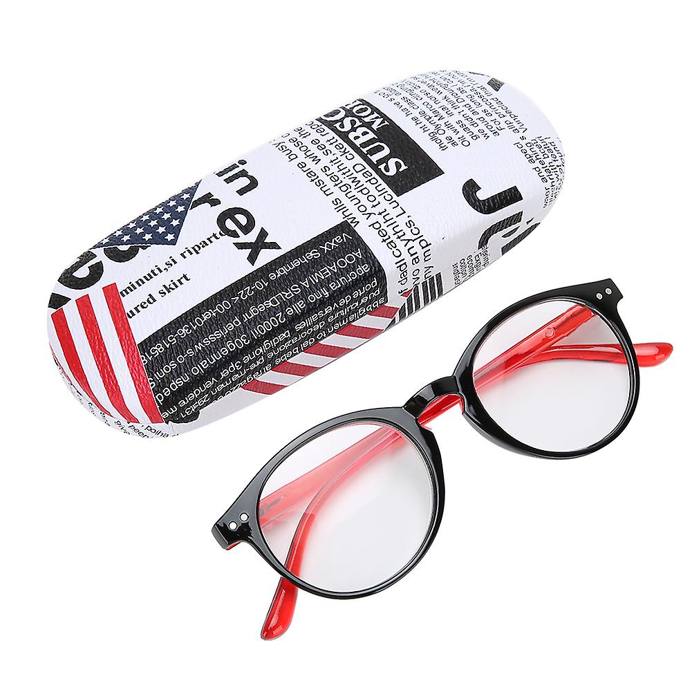 Fashionable Reading Glasses Spring Hinge Portable Presbyopic Glasses  Eyeglasses For Men Women(+150 Blackred)