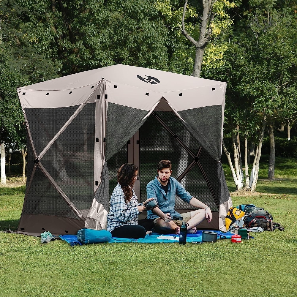 Exacme Portable Gazebo Pop up Tent for Camping  Outdoor Four Sides Pop up Clam Screen Tent with Canopy Shelter  1024 4PC