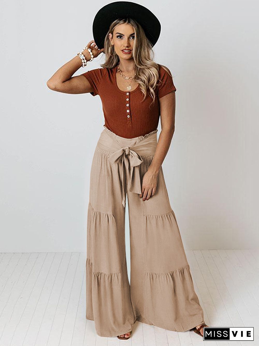 11 Colors Simple High Waisted Solid Color Casual Wide Leg Pants