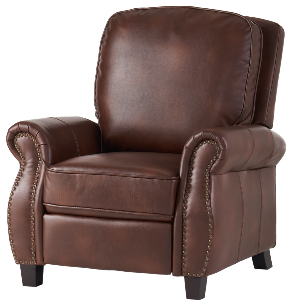 GDF Studio Jasmine 2 Tone Brown Faux Leather Puch Back Recliner   Transitional   Recliner Chairs   by GDFStudio  Houzz