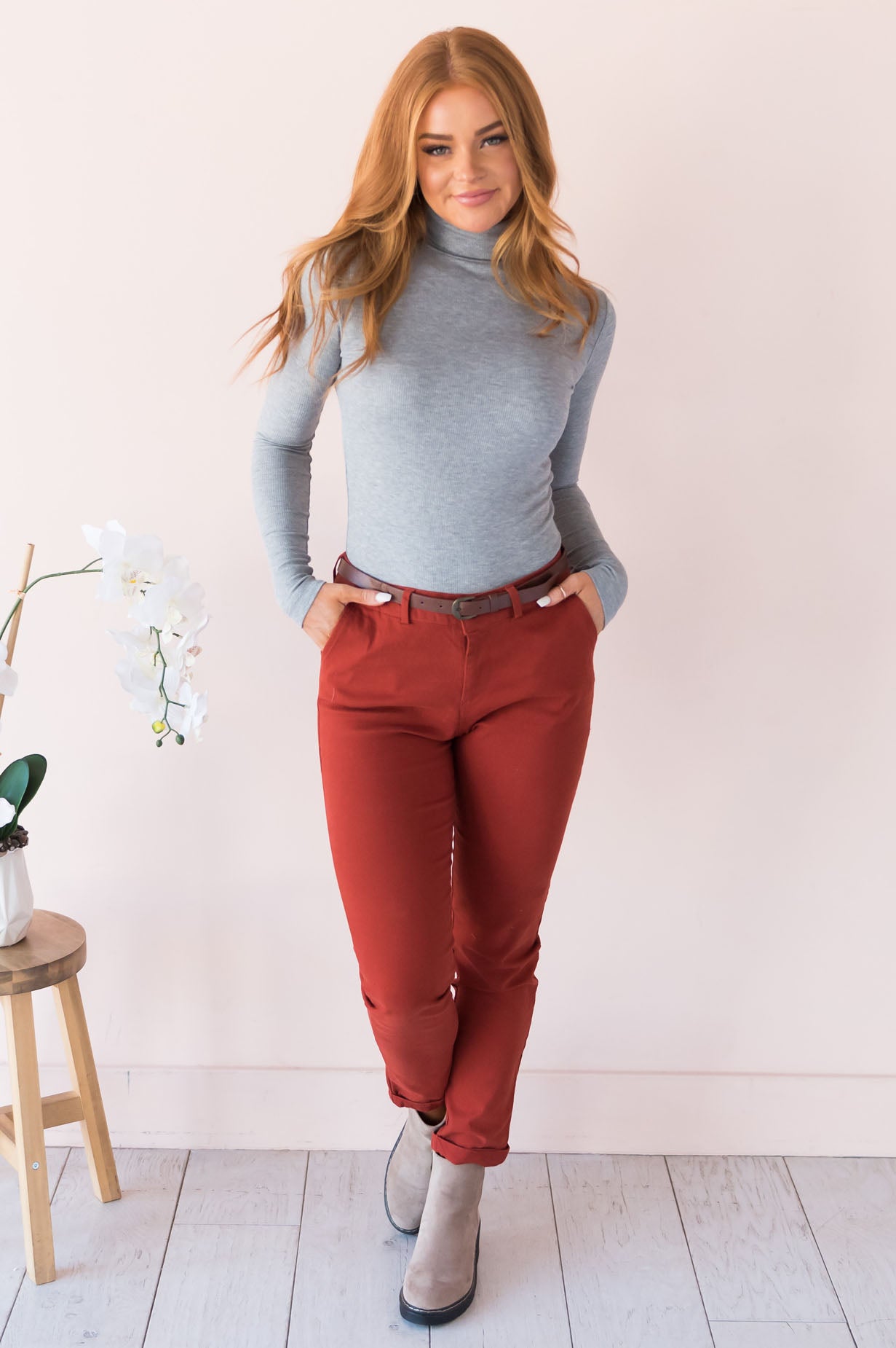 Optimistic Thoughts Modest Twill Pants