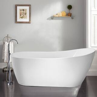 Vanity Art Clermont 59 in. Acrylic Freestanding Flatbottom Bathtub in White VA6904-S