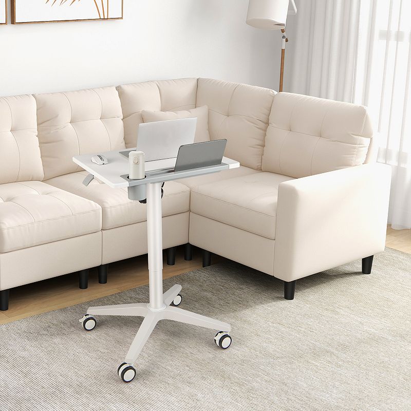 Mobile Laptop Desk with Tablet Holder for Home Office-White