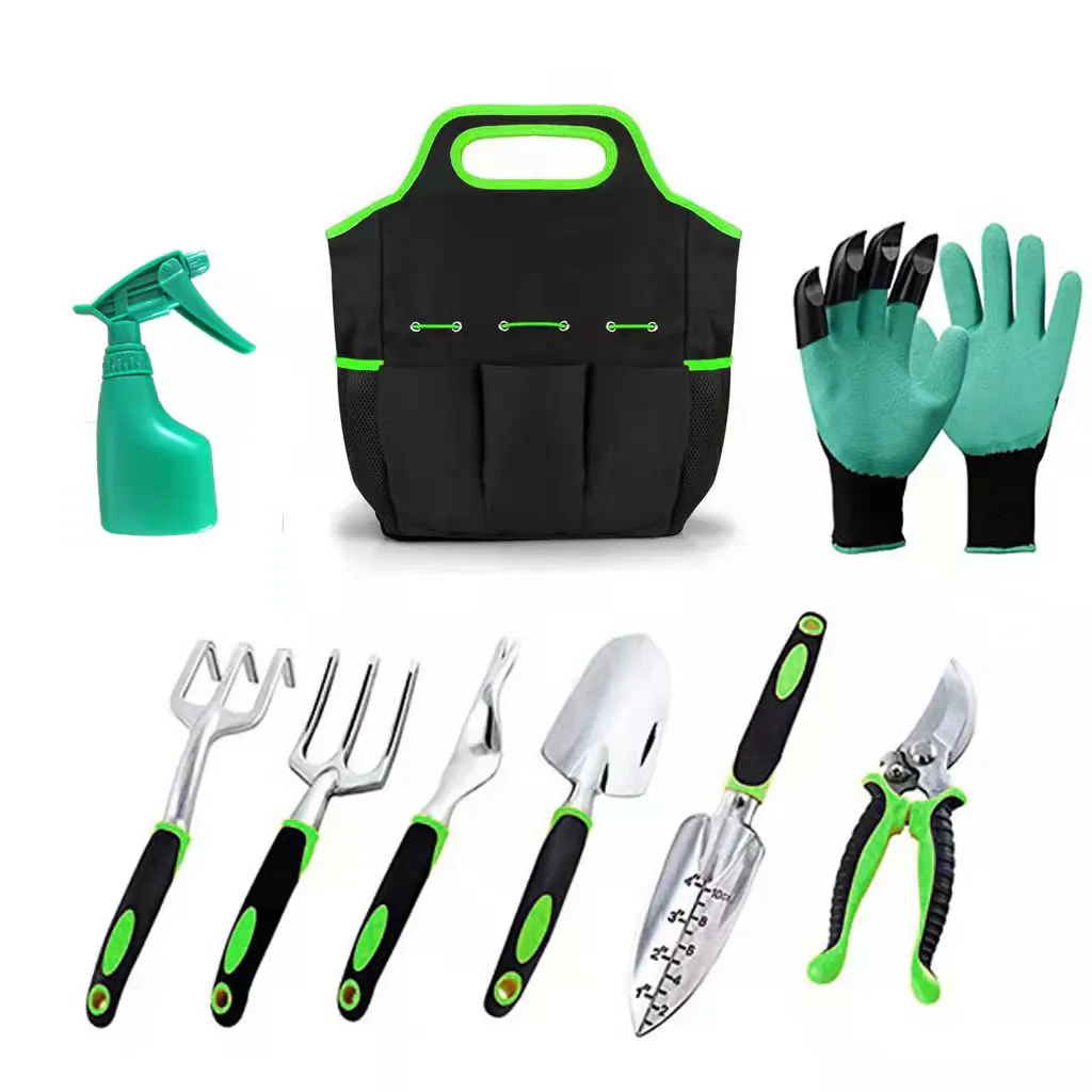 Hot sell 9 Pieces Gardening Hand Tool Kit Garden Tool Kit Heavy Duty  Hand Tools