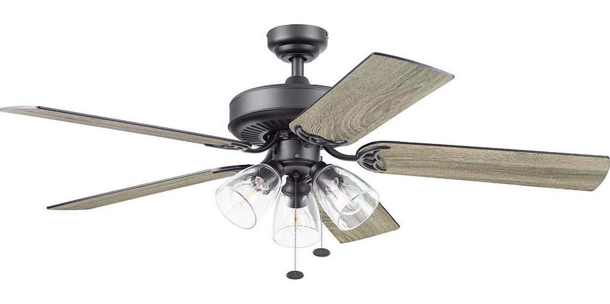 Better Homes and Gardens 52 5 Blade Matte Black Ceiling Fan with 3 Lights