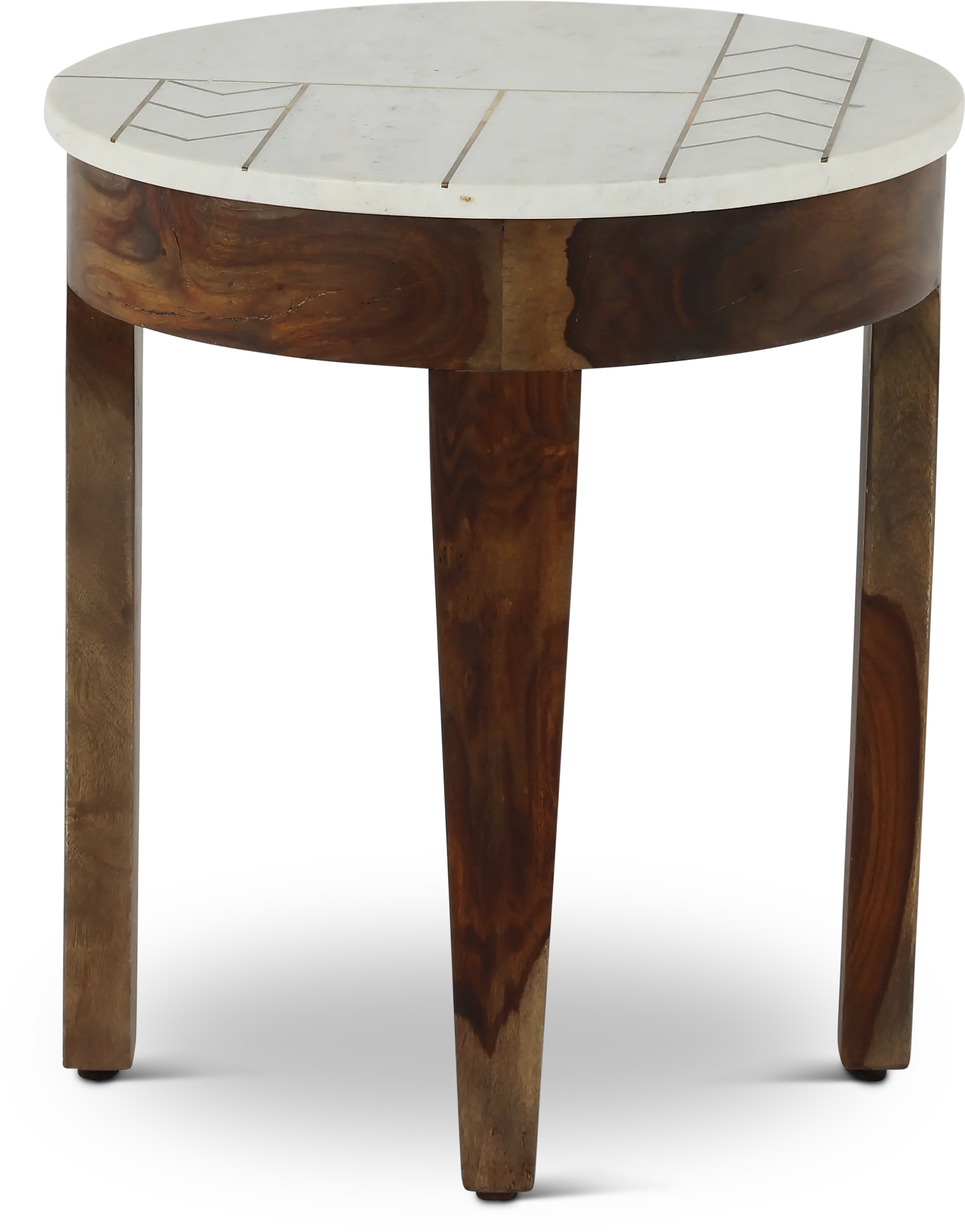 Marmoreal Brown and White Marble End Table