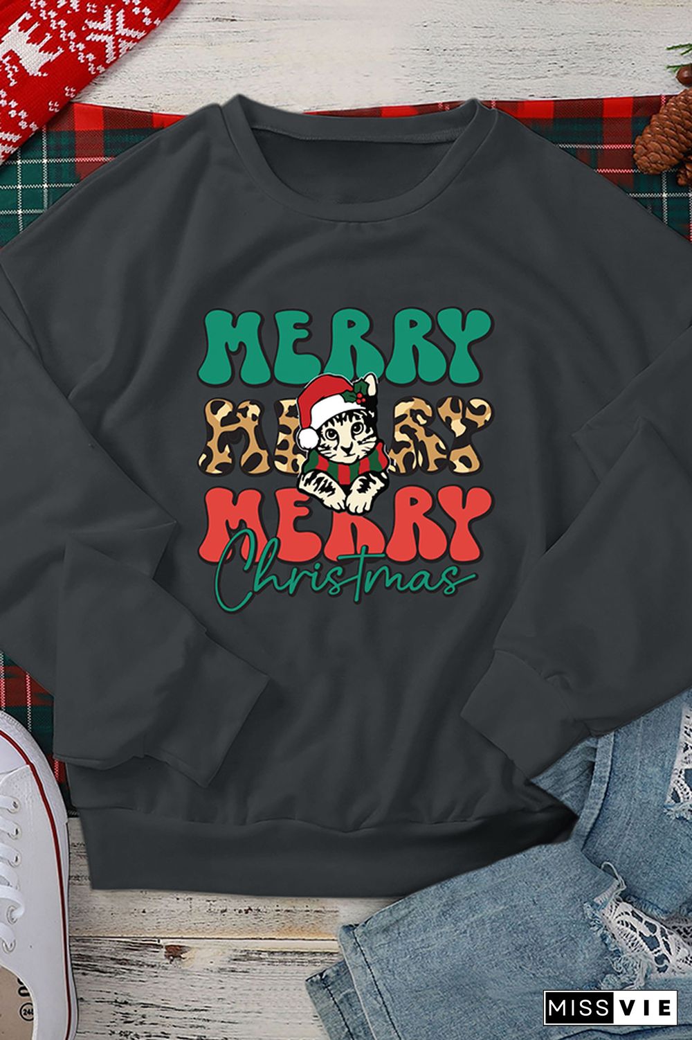 Merry Christmas Cat Sweatshirt Wholesale