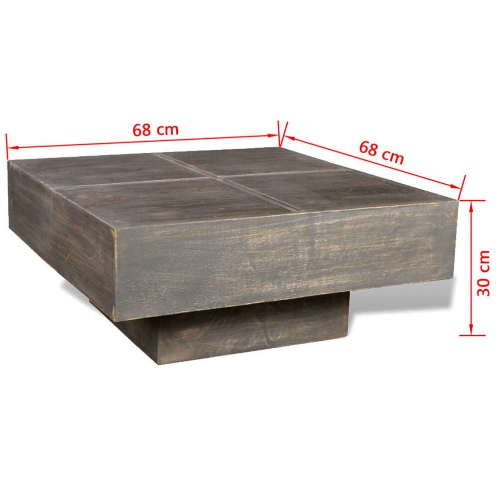 Coffee Table Dark Brown Square Solid Mango Wood