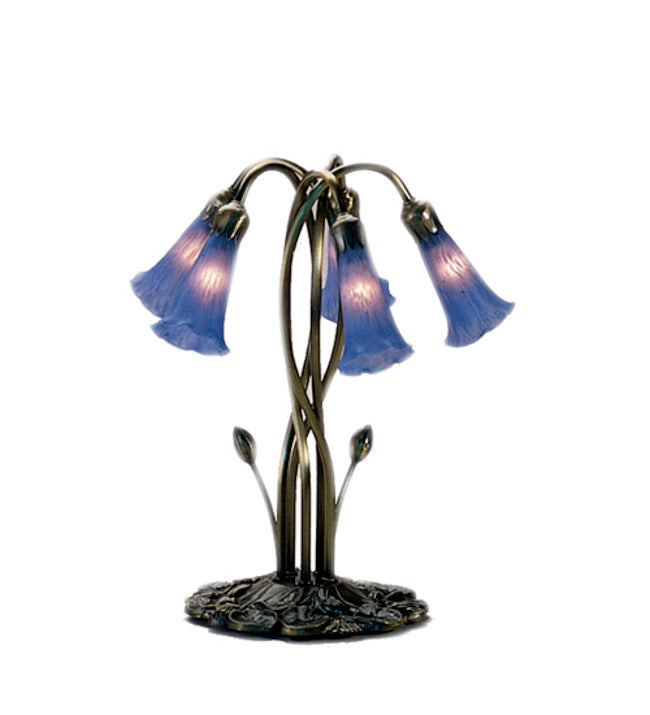 Meyda Tiffany 14995 Stained Glass / Tiffany Table Lamp From The Lilies Collection - Blue