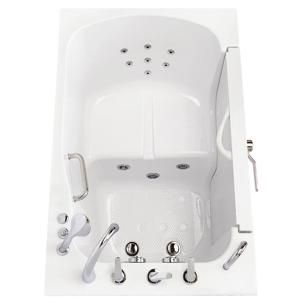 Ella TransferXXXL 55 in. x 36 in. Acrylic Walk-In Whirlpool Bathtub in White 5 Piece Fast Fill Faucet LHS 2 in. Dual Drain OLA3655H5PL