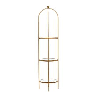 Litton Lane 73 in. x 18 in. Gold Metal Glam Wall Shelf 43307