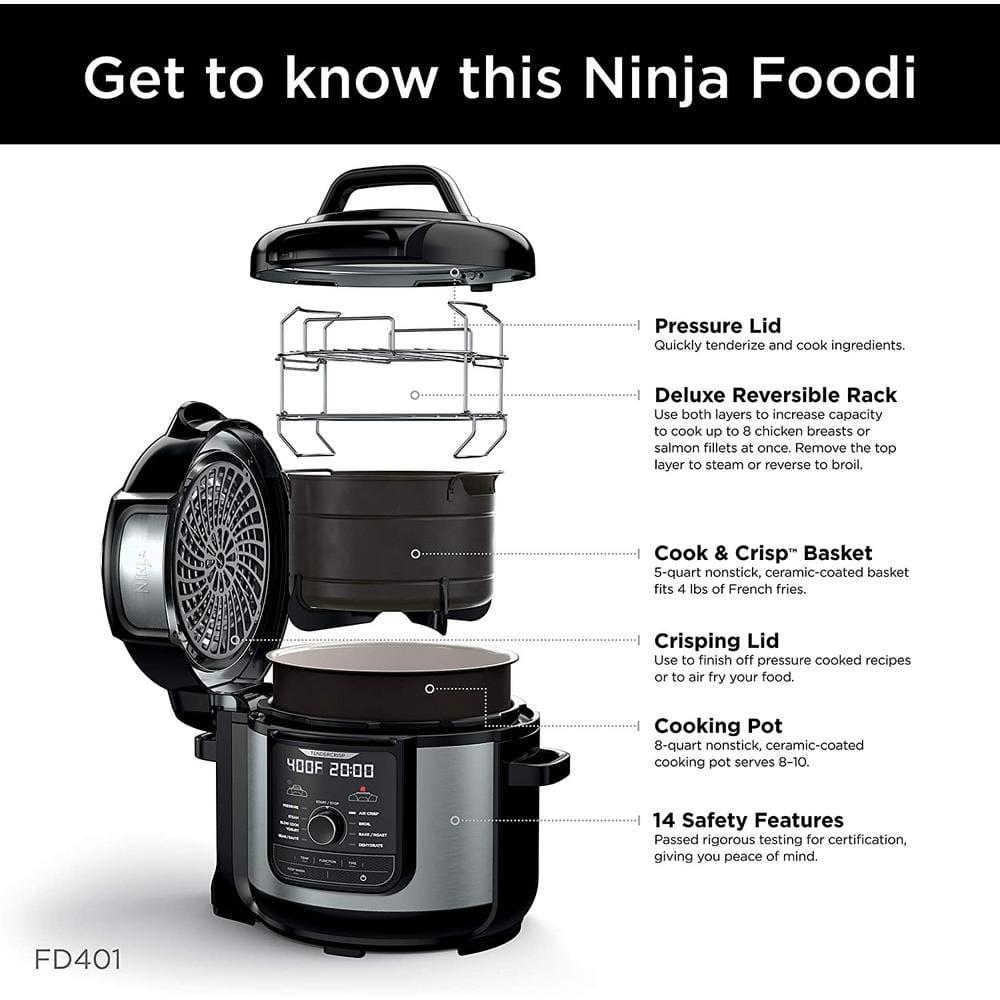 NINJA Foodi Deluxe 8 qt Black Electric Pressure Cooker and Air Fryer