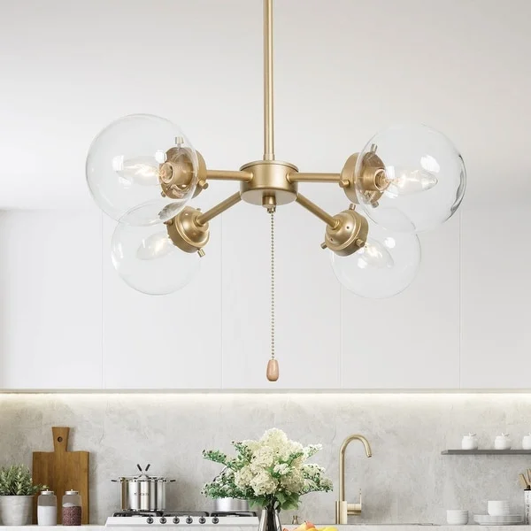 Velus Modern Gold 4-light Orb Glass Chandelier Ceiling Pendant for Dining Room - D19.7
