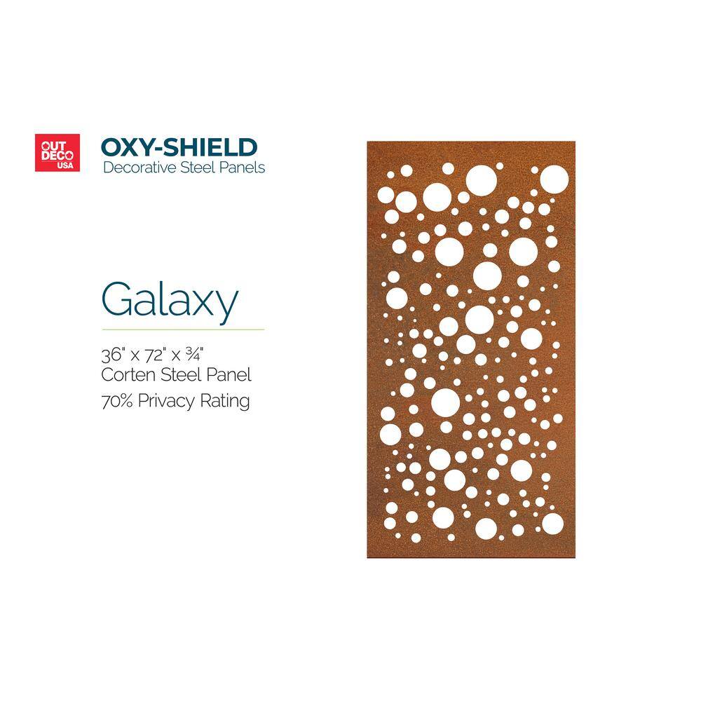 OUTDECO Galaxy 3 ft. x 6 ft. Oxy-Shield Corten Steel Decorative Screen Panel in Rust with 6-Screws OXY003