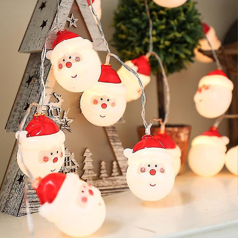 2m Christmas Led Santa Head Fairy String Light Xmas Tree Hanging Decor