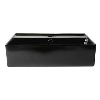 ALFI BRAND 23.38 in. Above Mount Porcelain Rectangular Vessel Sink in Black Matte ABC901-BM