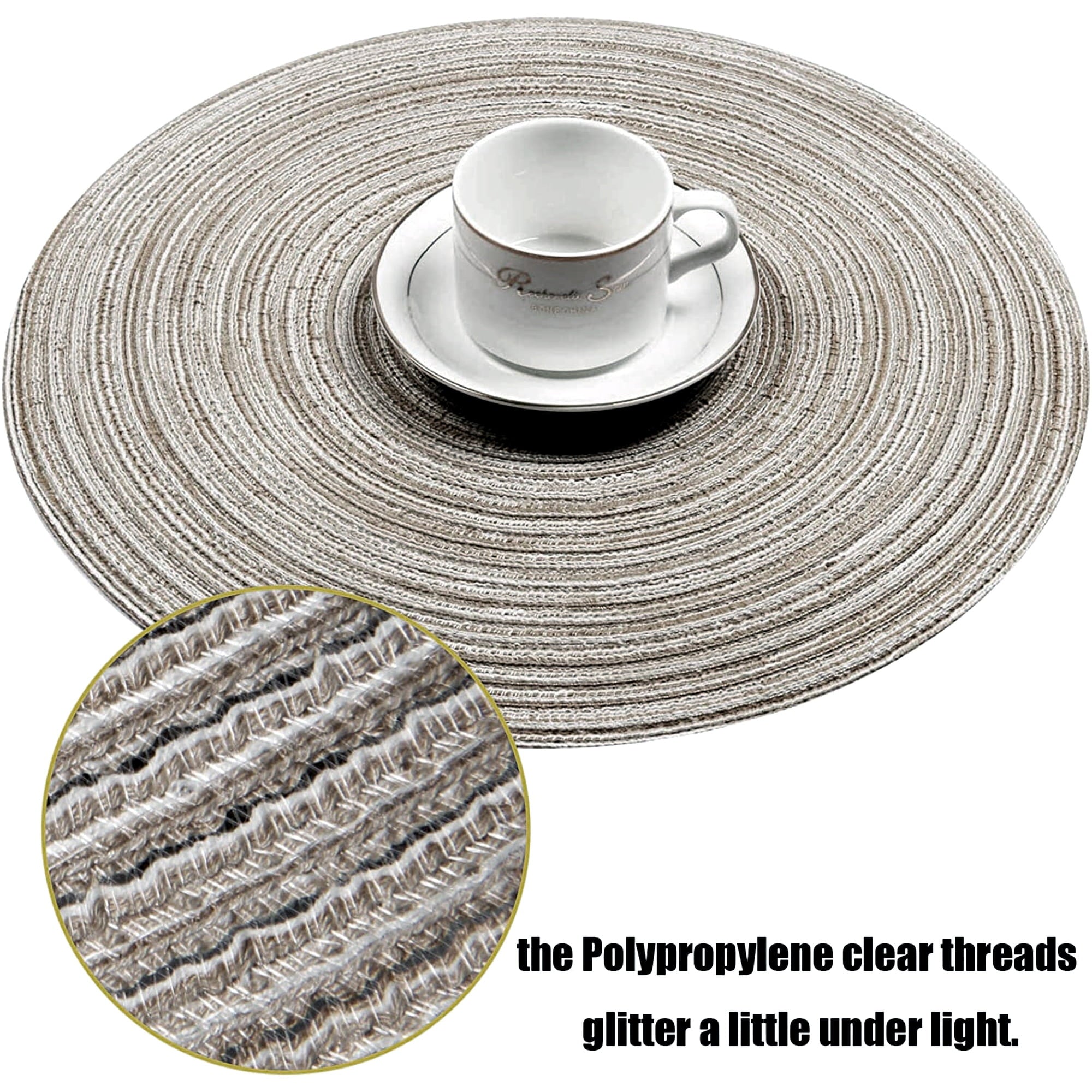 10PCS Round Table Mat， Cotton Linen Woven Placemats， Easy to Clean Kitchen Decor Pad，Heat Resistant，Anti-Skid Dining Mat，Washable 15 Inches，Beige