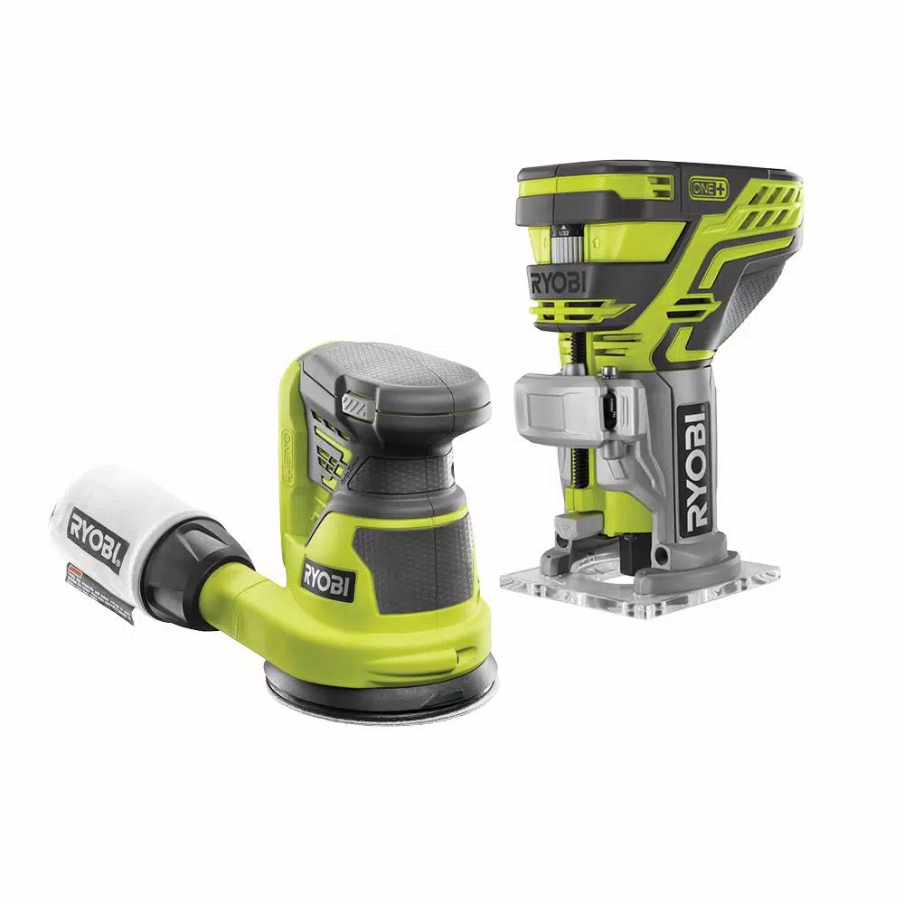 RYOBI 18-Volt ONE+ Lithium-Ion Cordless Fixed Base Trim Router and 5 in. Random Orbit Sander (Tools Only) and#8211; XDC Depot