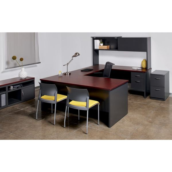 Lorell Mahogany Laminate/Charcoal Modular Desk Series