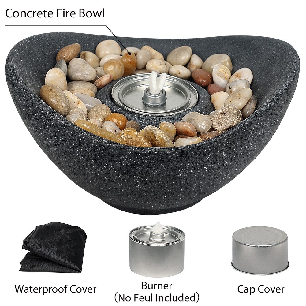 Aoodor Portable Concrete Fire Pit   Indoor/Outdoor Tabletop Fireplace for Balcony  Patio Decor