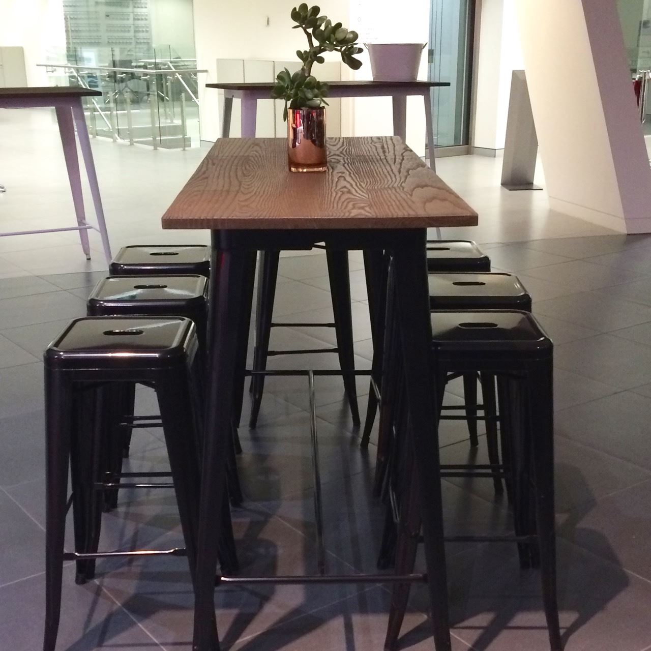 Industrial Bar Table With Solid Wood Top 120 Cm Gt-413Wb