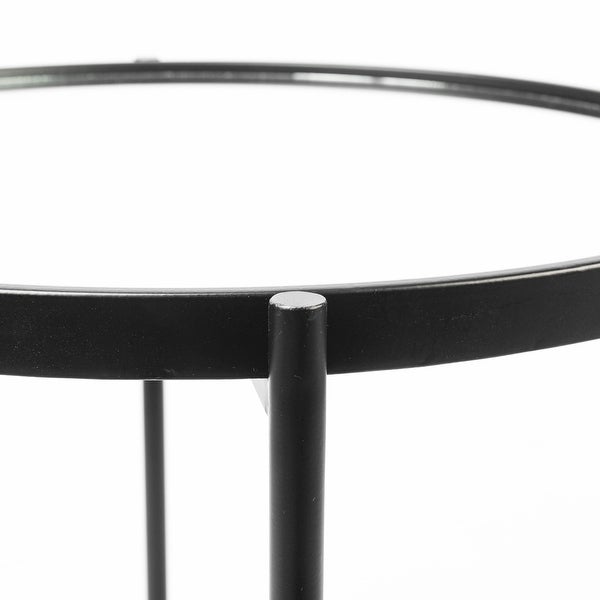 Samantha Black Iron Frame w/ Mirror Top Accent Table