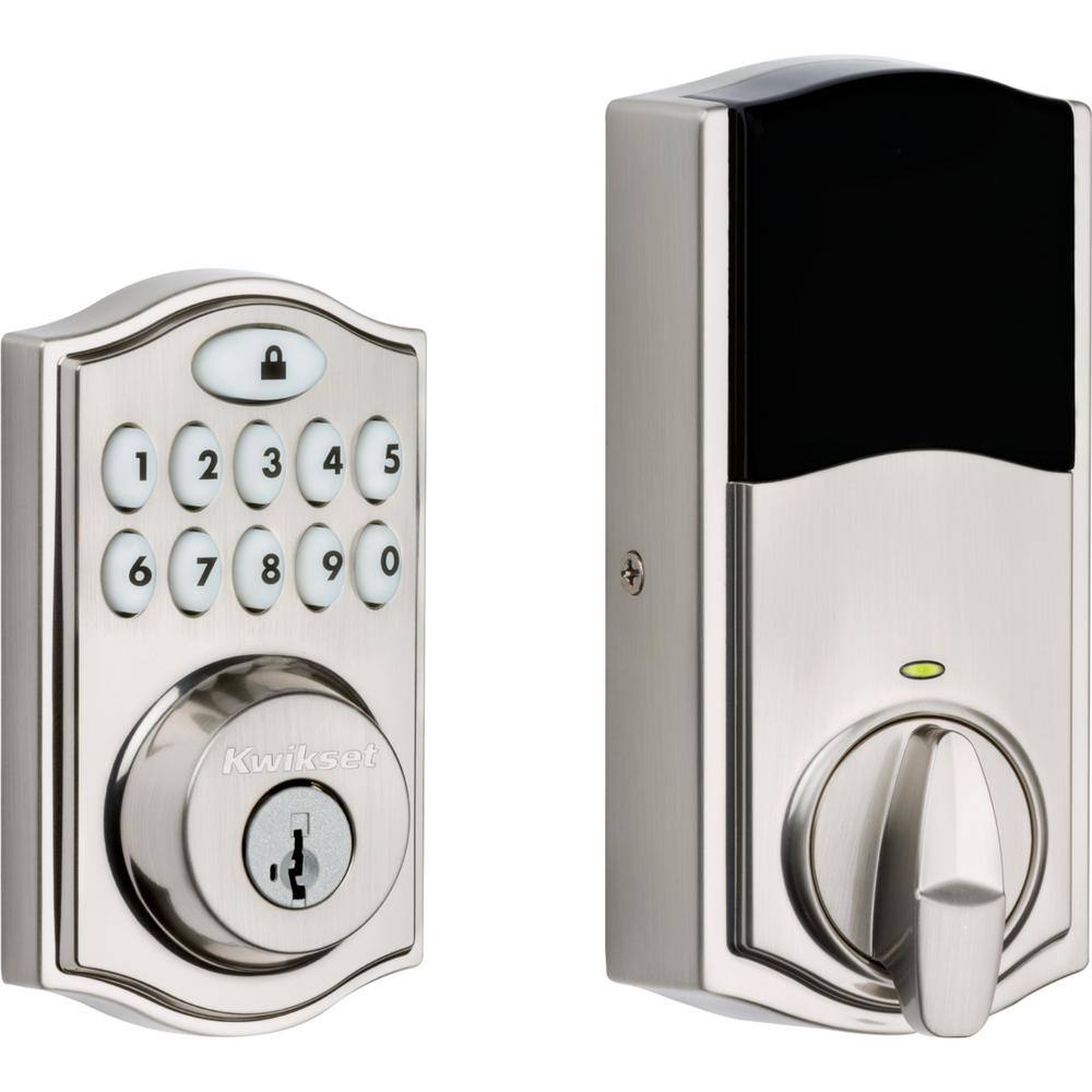 Kwikset SmartCode 914 Zigbee 3.0 Satin Nickel Single Cylinder Electronic Deadbolt Featuring SmartKey Security 914TRZB3.015CP