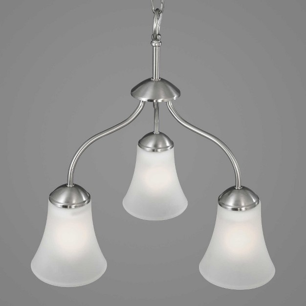 Progress Lighting Classic Collection 3 light Chandelier Brushed Nickel Etched Glass Shades