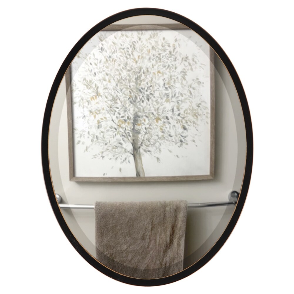 Lincoln Framed Oval Mirror   Rubbed Black