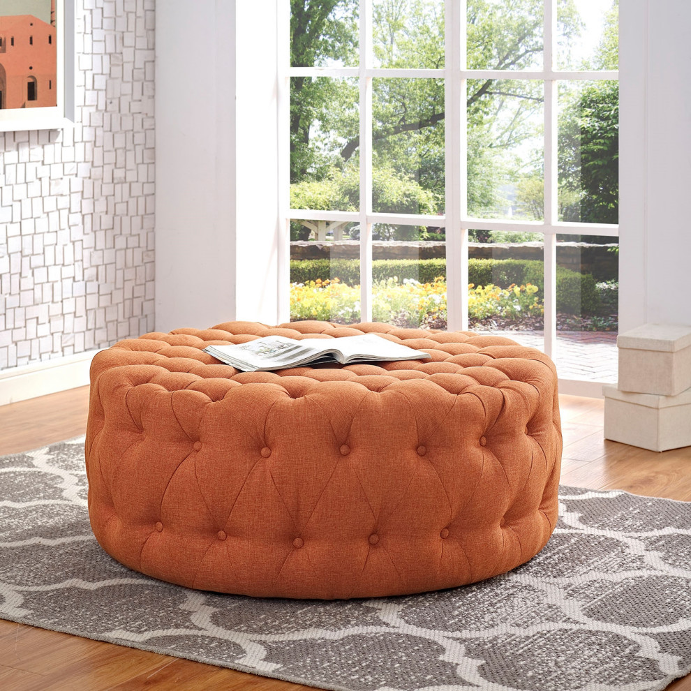 Button Tufted Ottoman  Round Circle Tufted Coffee Table Cocktail Ottoman   Contemporary   Footstools And Ottomans   by mod space furniture  Houzz