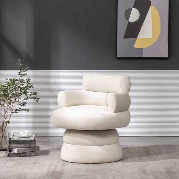 SEYNAR Modern Upholstered Swivel Comfy Accent Barrel Chair