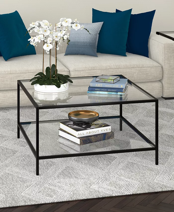 Hudson and Canal Sivil 32 Square Coffee Table with Shelf