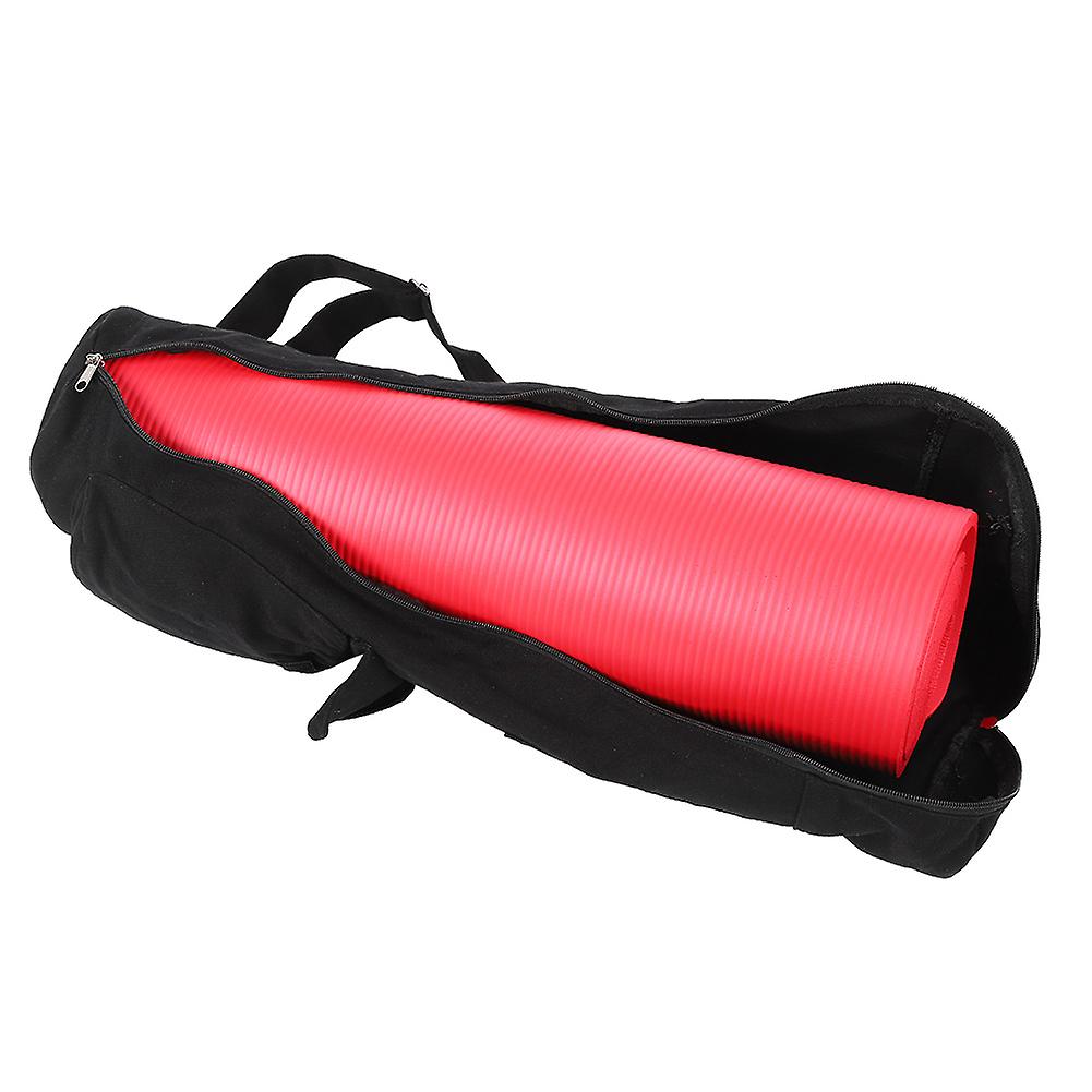 Multifunctional Black Canvas Yoga Mat Storage Bag Carrier Backpack With Adjustable Strap