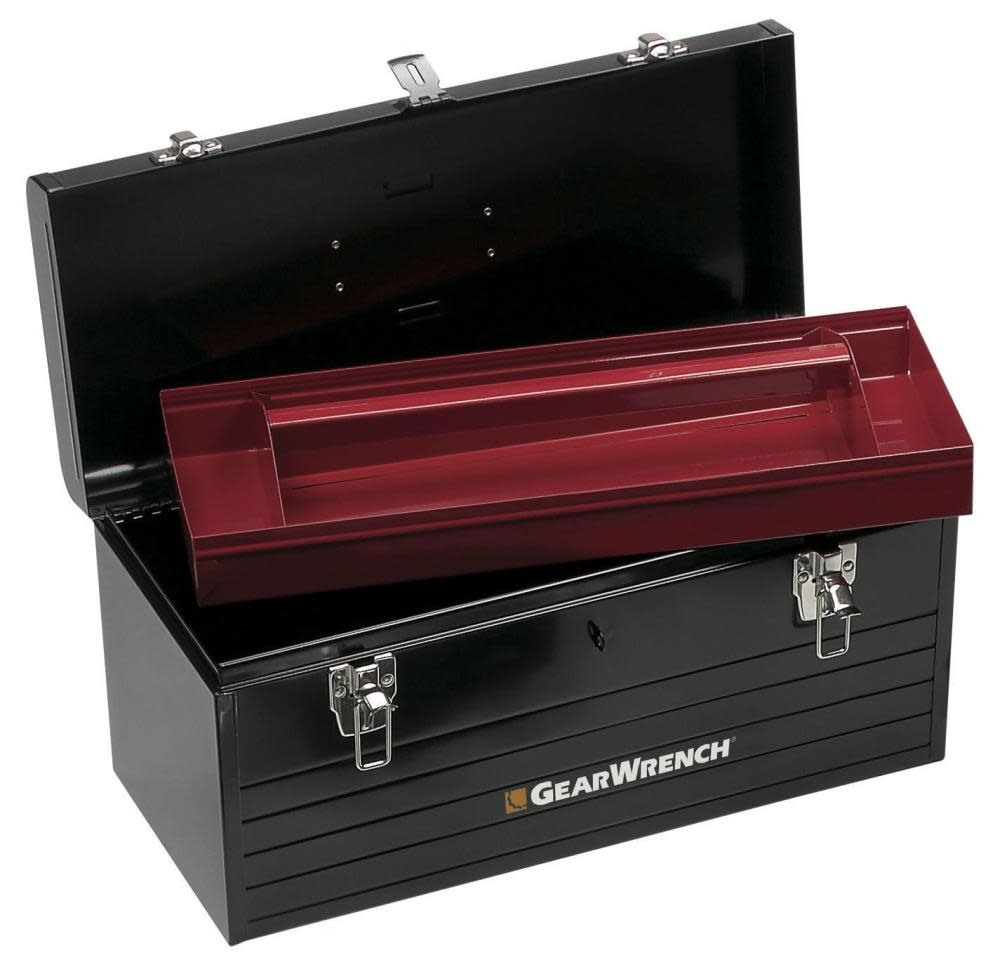 Tool Storage 19 In. Black Steel Tote Box