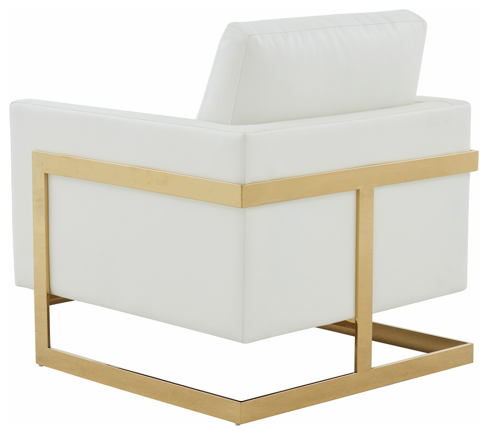 LeisureMod Lincoln Modern Leather Accent Arm Chair With Gold Frame   Contemporary   Armchairs And Accent Chairs   by LeisureMod  Houzz