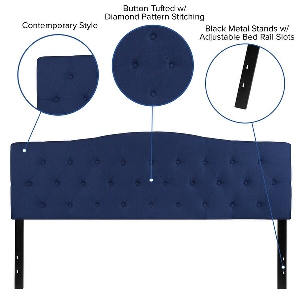 Arched Button Tufted Upholstered Headboard - - 26960288