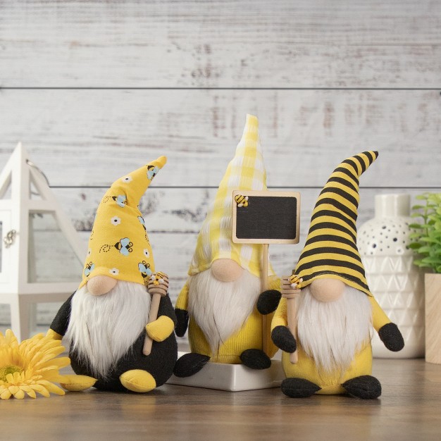 Yellow Gingham Hat Springtime Gnome With Chalk Board