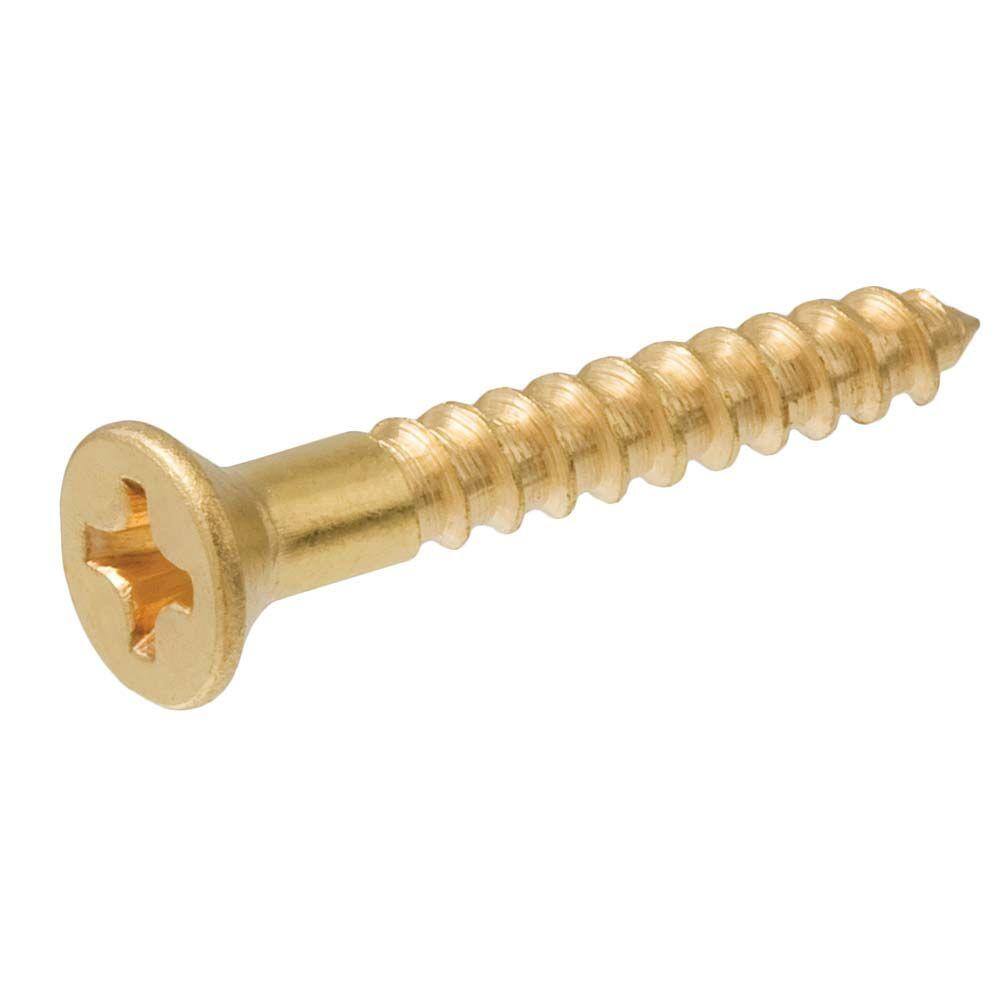 Everbilt #6 x 12 in. Phillips Flat Head Brass Wood Screw (100-Pack) 802062