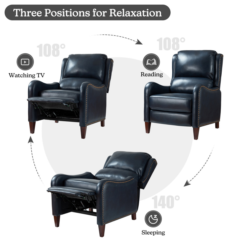 Genuine Leather  Push back Recliner With Wingback   Transitional   Recliner Chairs   by Karat Home  Houzz