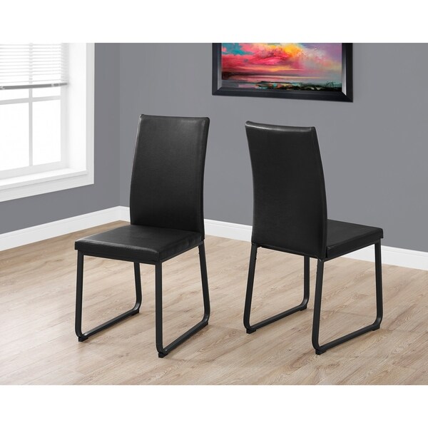 Dining Chair， Set Of 2， Side， Upholste Kitchen， Dining Room， Pu Leather Look， Metal， Contemporary， Modern