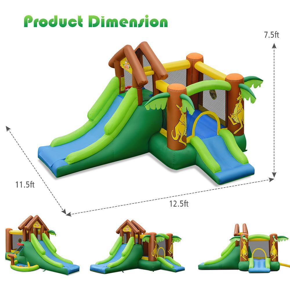 Costway Inflatable Jungle Bounce House Kids Dual Slide Jumping Castle Bouncer OP70152