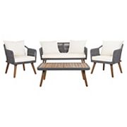 Safavieh Raldin Rope Living Loveseat， Chair and Coffee Table Patio 4-piece Set